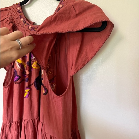 Ulla Johnson linen blend embroidered crochet midi flutter cap sleeves Sundress - Picture 5 of 13